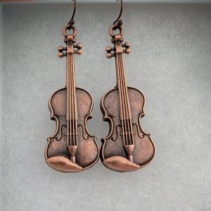 Bronze Violin or Viola Earrings